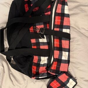Thirty-One Red and Black Plaid Travel Bag